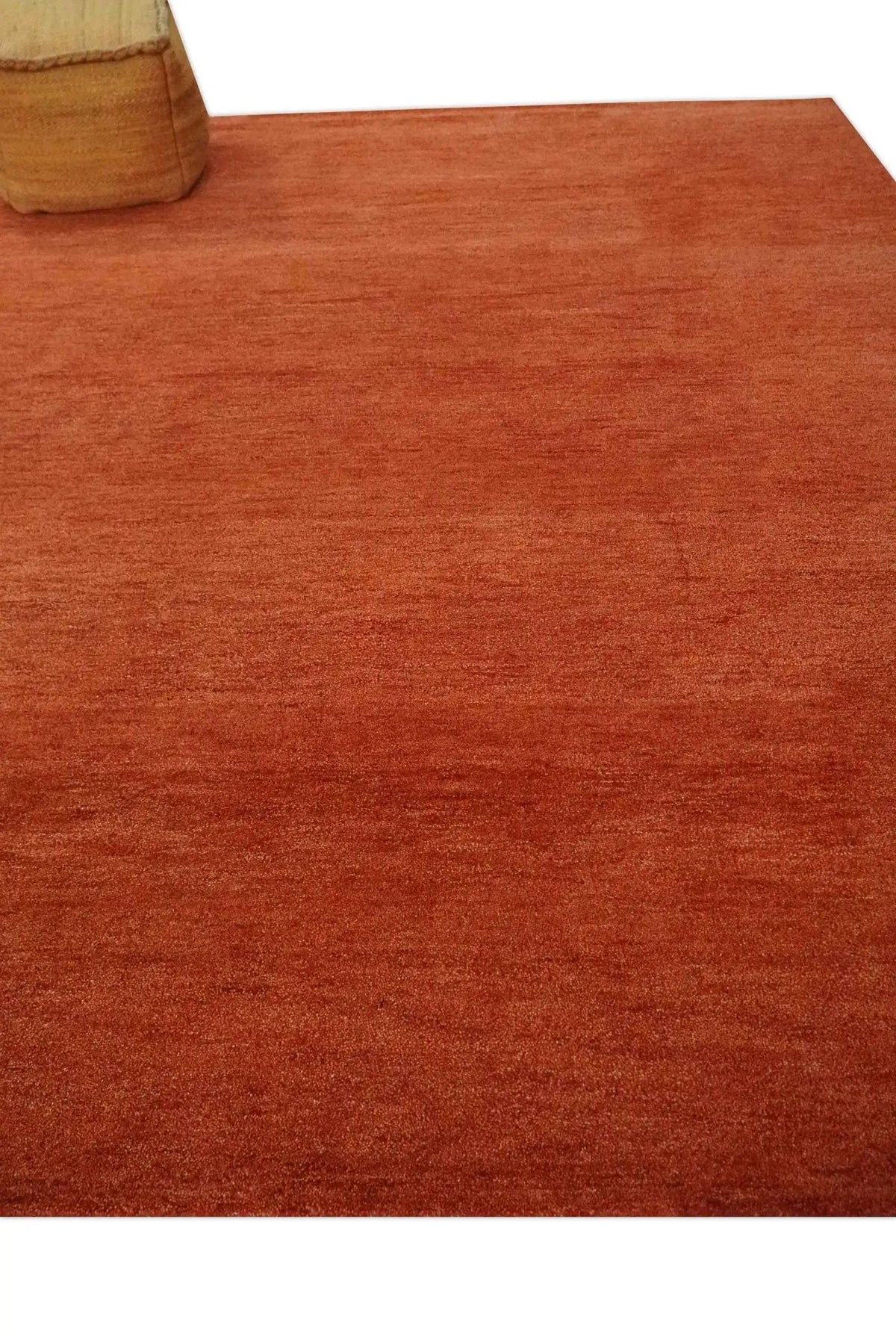 Rust Hand-Tufted Wool Area Rug - Artisan Crafted Traditional, photo 4 of 10