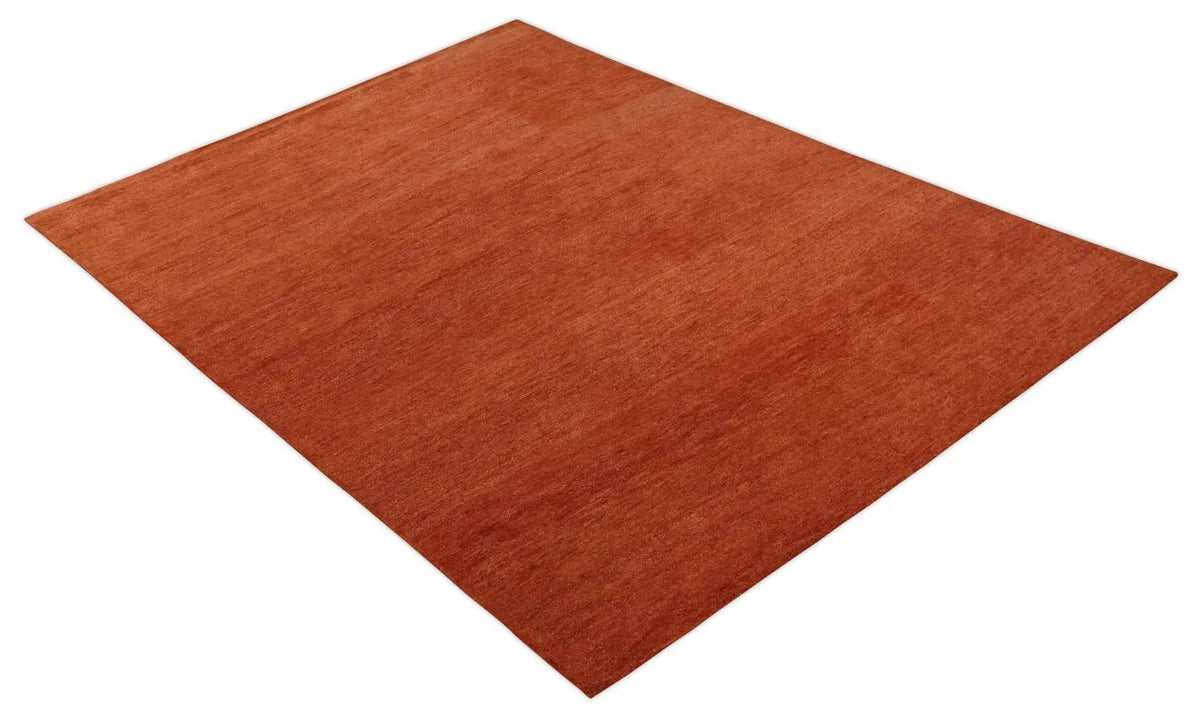Rust Hand-Tufted Wool Area Rug - Artisan Crafted Traditional, photo 9 of 10
