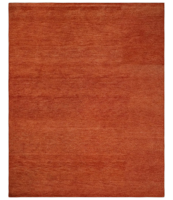 Rust Hand-Tufted Wool Area Rug - Artisan Crafted Traditional