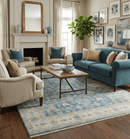Teal Blue Hand Knotted Wool Oriental Oushak Area Rug Ivory Beige Heirloom Quality by The Rug Decor