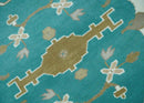 Teal and Ivory Hand Knotted Oriental Oushak Wool Area Rug - Made to Order