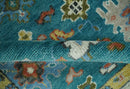 Custom Made Teal and Ivory Hand knotted Traditional Oushak wool Area Rug