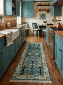 Custom Made Teal And Ivory Tree of life Hand Knotted Runner Rug by The Rug Decor