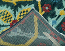 Custom Made Teal And Mustard Traditional Floral Motifs Hand Knotted Wool Rug