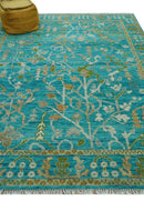 Custom Made The Plants and Roots Blue Hand Knotted Traditional Wool Area Rug by The Rug Decor