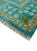 Custom Made The Plants and Roots Blue Hand Knotted Traditional Wool Area Rug by The Rug Decor