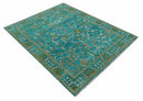 Custom Made The Plants and Roots Blue Hand Knotted Traditional Wool Area Rug by The Rug Decor