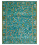 Custom Made The Plants and Roots Blue Hand Knotted Traditional Wool Area Rug by The Rug Decor