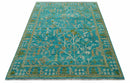 Custom Made The Plants and Roots Blue Hand Knotted Traditional Wool Area Rug by The Rug Decor