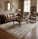 Hand Knotted Wool Area Rug - Distressed Brown and Beige Oushak by The Rug Decor