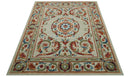 Custom Made Traditional Aubusson Design Beige And Brown Hand Tufted Wool Area Rug