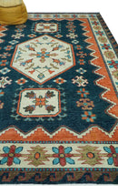 Traditional Blue And Ivory Hand Knotted Wool Area Rug Custom