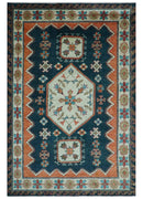 Custom Made Traditional Blue And Ivory Hand Knotted Wool Rug