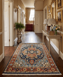 Traditional Blue and Rust Hand Knotted Wool Area Rug - Durable by The Rug Decor