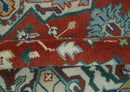 Traditional Heriz Medallion Wool Area Rug - Rust Ivory Blue