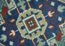 Traditional Heriz Medallion Wool Area Rug - Rust Ivory Blue