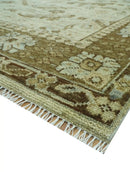 Custom Made Traditional Design Beige And Brown Hand Knotted wool area rug by The Rug Decor