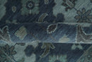 Hand Knotted Wool Area Rug Blue Silver Gray Traditional Design