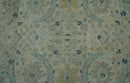 Custom Made Traditional Distressed Blue And Beige Hand Knotted wool area rug