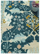 Custom Made Traditional Donegal Design Blue Hand Knotted wool area rug by The Rug Decor