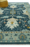 Custom Made Traditional Donegal Design Blue Hand Knotted wool area rug by The Rug Decor