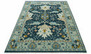 Custom Made Traditional Donegal Design Blue Hand Knotted wool area rug by The Rug Decor