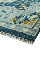 Custom Made Traditional Donegal Design Blue Hand Knotted wool area rug by The Rug Decor