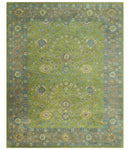 Custom Made Traditional Floral Design Green And Blue Hand Tufted wool Area Rug by The Rug Decor