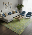 Custom Made Traditional Floral Design Green And Blue Hand Tufted wool Area Rug by The Rug Decor
