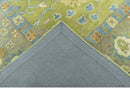 Custom Made Traditional Floral Design Green And Blue Hand Tufted wool Area Rug by The Rug Decor