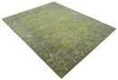 Custom Made Traditional Floral Design Green And Blue Hand Tufted wool Area Rug by The Rug Decor