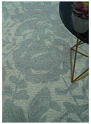 Custom Made Traditional Floral Design Silver And Blue Hand Tufted Wool Area Rug