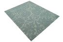 Custom Made Traditional Floral Design Silver And Blue Hand Tufted Wool Area Rug