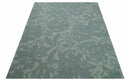 Custom Made Traditional Floral Design Silver And Blue Hand Tufted Wool Area Rug