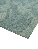 Custom Made Traditional Floral Design Silver And Blue Hand Tufted Wool Area Rug