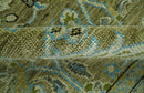 Custom Made Traditional Floral Green and Aqua Hand Knotted wool area rug