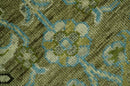 Custom Made Traditional Floral Green and Aqua Hand Knotted wool area rug