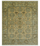 Custom Made Traditional Geometrical Design Peach And Silver Hand Knotted wool area rug by The Rug Decor