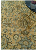 Custom Made Traditional Geometrical Design Peach And Silver Hand Knotted wool area rug by The Rug Decor