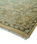 Custom Made Traditional Geometrical Design Peach And Silver Hand Knotted wool area rug by The Rug Decor