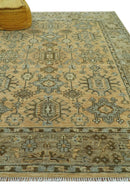 Custom Made Traditional Geometrical Design Peach And Silver Hand Knotted wool area rug by The Rug Decor