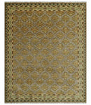 Custom Made Traditional Geometrical Motifs Olive and Rust Hand Knotted wool area rug by The Rug Decor