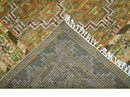 Custom Made Traditional Geometrical Motifs Olive and Rust Hand Knotted wool area rug by The Rug Decor