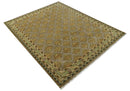 Custom Made Traditional Geometrical Motifs Olive and Rust Hand Knotted wool area rug by The Rug Decor