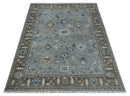 Custom Made Traditional Gray and Brown Multi Size Antique Style Hand knotted Wool Area Rug