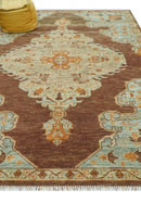 Custom Made Traditional Heriz Brown, Beige and Rust Hand Knotted wool area rug by The Rug Decor