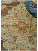 Custom Made Traditional Heriz Brown, Beige and Rust Hand Knotted wool area rug by The Rug Decor