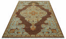 Custom Made Traditional Heriz Brown, Beige and Rust Hand Knotted wool area rug by The Rug Decor