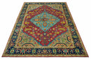 Custom Made Traditional Heriz Design Maroon And Olive Hand Knotted Wool Rug