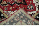 Traditional Heriz Hand Knotted Wool Area Rug Maroon Olive Black Floral Custom Made